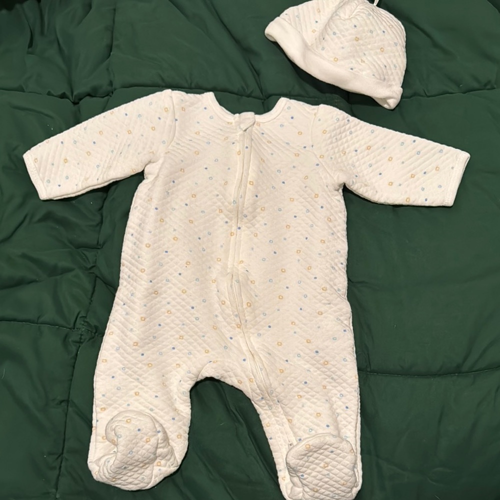 Cozy Cream Baby One Piece with Hat